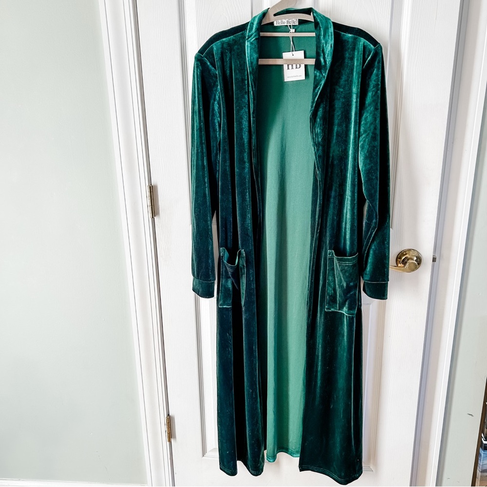 Emerald Green Velvety Duster